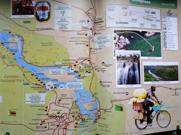 Tinkers Victoria Falls - Livingstone - Chobe NP Riverfront Tourist Map